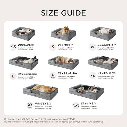 Bedsure Orthopedic Dog Beds for Small Dogs - Washable Small Dog Cat Bed Waterproof, Comfort Pet Couch Sofa with Washable Removable Cover, Pets Bed with Nonskid Bottom, Grey, 24"