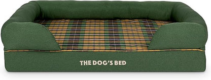 The Dog’s Bed, Large Green Tartan, Memory Foam, Pain Relief: Arthritis, Hip & Elbow Dysplasia, Post Surgery, Lameness, Supportive, Calming, Waterproof Washable Cover