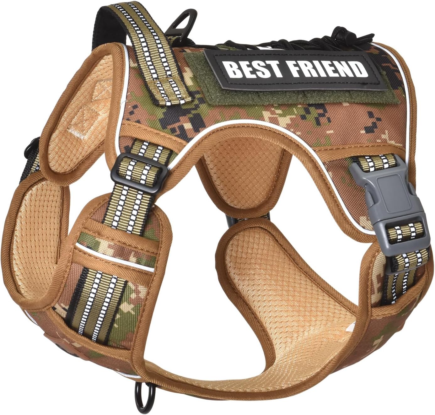 PET MARVEL Tactical Dog Harness for Medium Size, No Pull Military Dog Vest with Easy Control Handle, Molle Hoop & Loop, Adjustable Reflective Reinforced Stich for Walking Training, Camouflage