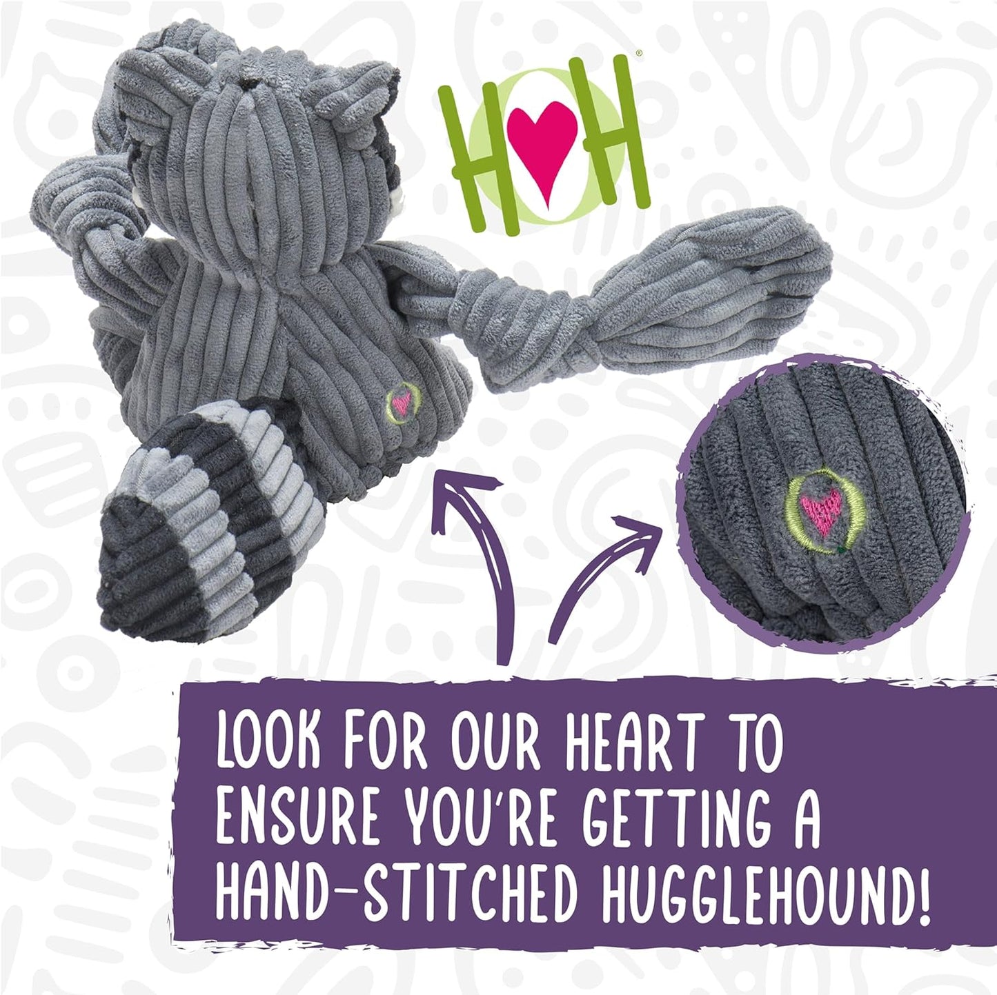 HuggleHounds Knottie Plush Dog Toy - Dog Stuffed Animal Toy for Small, Medium & Large Sized Dogs, Durable Plush to Keep Them Busy - Tartan Tidings Fox, Large