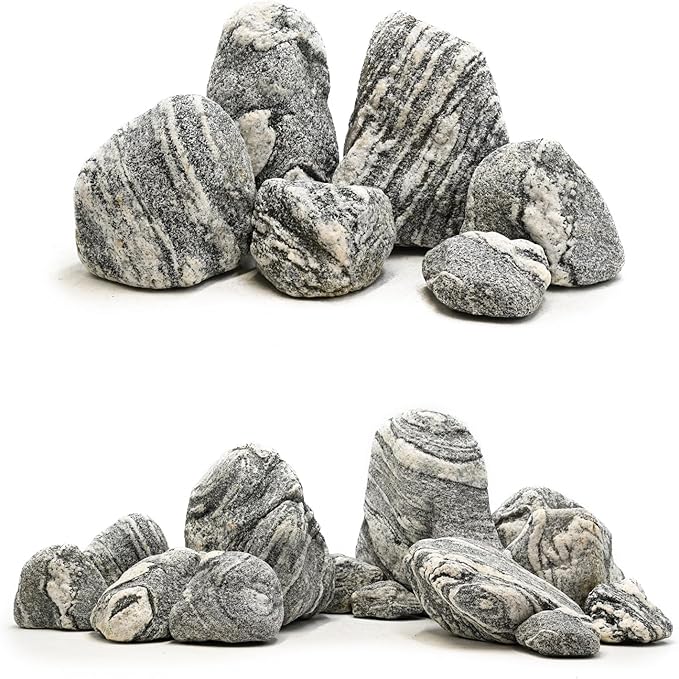 Aquarium Rocks Silver Seiryu Rock 5lb Natural Stone for Fish Tanks, Terrariums, Bonsai, Garden Decoration, Micro Landscapes & Reptile Terrariums(2-5inch 4-5Pcs)