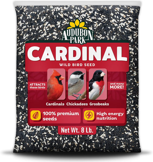 Audubon Park Cardinal Wild Bird Seed - 8 lb. No Corn, Milo, or Millet – Sunflower & Safflower Mix – Bird Food for Outside Feeders