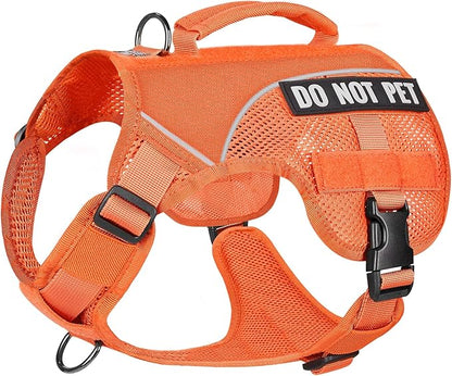OneTigris No Pull Tactical Dog Harness for Small Medium Dogs, Double Layer Mesh Durable Service Dog Vest Harness COMET'S Tail Training Breathable with Handle