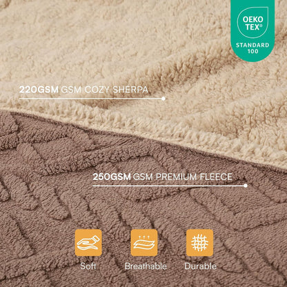 Waterproof Pet Blanket, Liquid Pee Proof Dog Blanket for Sofa Bed Couch, Reversible Sherpa Fleece Furniture Protector Cover for Small Medium Large Dogs Cats, Khaki King Size（90" x 82"）