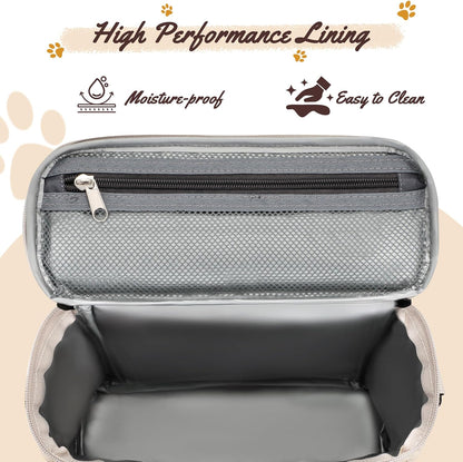 Modoker All-in-One Dog Travel Bag Airline Approved Pet Cat Tote Organizer for Weekend Trips, 2 Bowls, 2 Food Containers & Feeding Mat