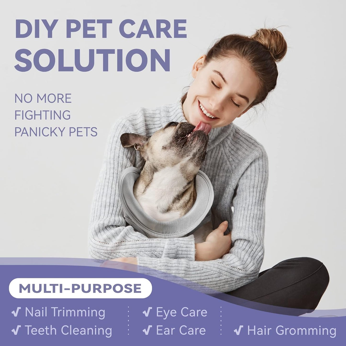 Dog Grooming Hammock Harness for Dogs & Cats with Pet Nail Clipper Trimmer - Cat Hanger Sling for Trimming Clipping Nails- Dog Hammock Restraint Bag for Small Medium Large pet （ Purple XL）