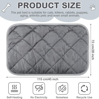4 Pack Self Heating Cat Pad Self Warming Dog Mat Reflects Body Heat Extra Warm Thermal Pet Pad Washable Dog Cat Bed Crate Bed Mat Blanket(Gray,45 x 28 Inch)