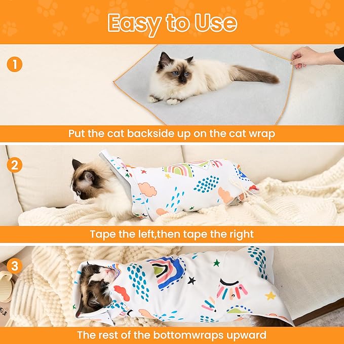21.7" X 21.7" Versatile Cat Grooming Wrap for Cutting Nails Self-Adherent Fabric Wrap for Cats Anti-Scratch Anti-Escape Grooming Bag Pet Tool
