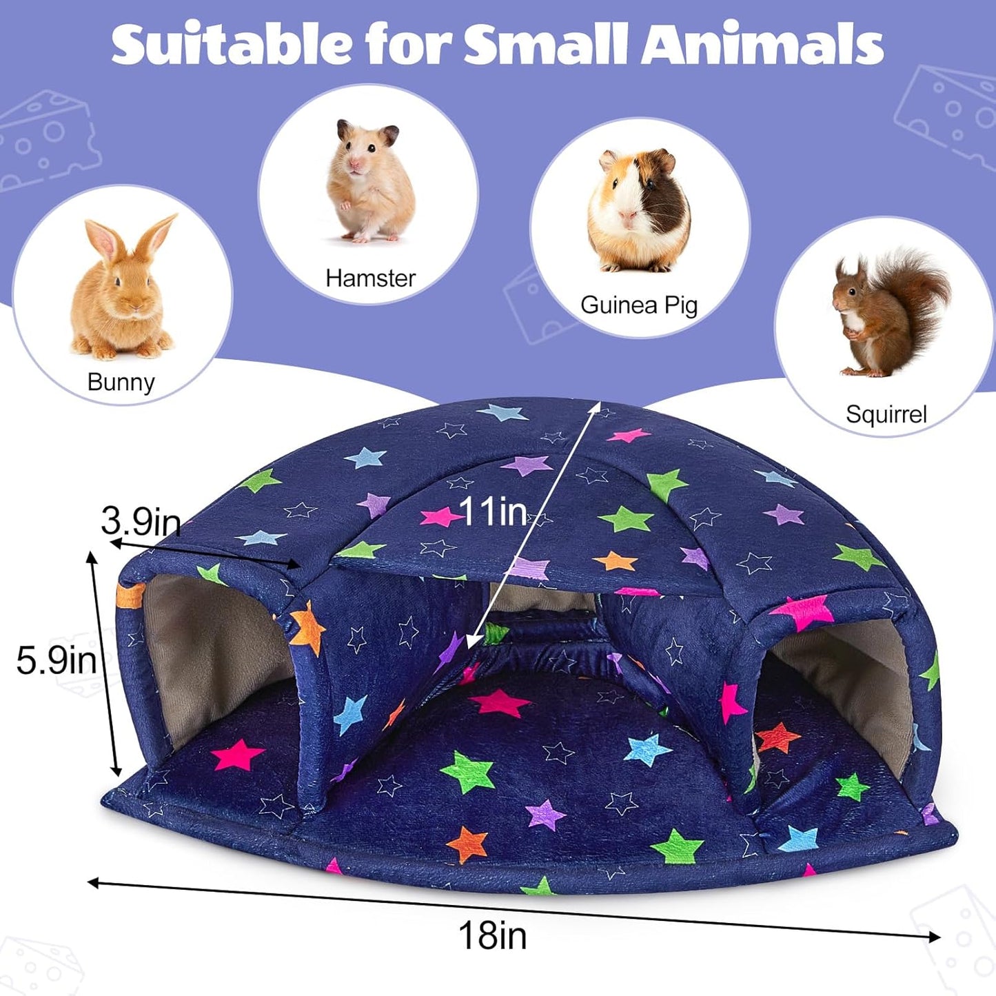 Unicorn Catcher Large Cozy Pet Bed & Tunnel - Warm & Washable, Suitable for Hamster, Chinchilla, Bunny