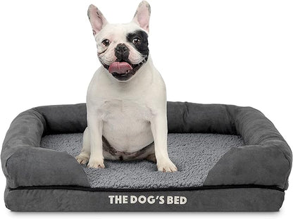 The Dog’s Bed, Small Plush Grey, Memory Foam, Pain Relief: Arthritis, Hip & Elbow Dysplasia, Post Surgery, Lameness, Supportive, Calming, Waterproof Washable Cover