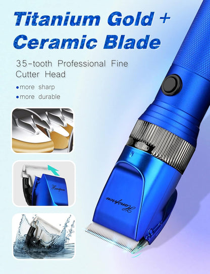 Dog Grooming Clippers, Professional 12V Heavy Duty Pet Clippers, Large Dog Shaver for Thick Coat,Plug-in Pet HairTrimmer with Guard Combs Brush for Dogs Cats