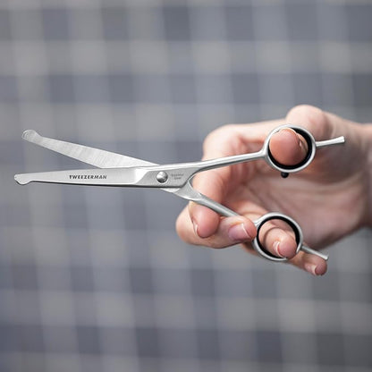 Tweezerman 7" Pet Grooming Scissors with Safety Round Tips, Professional Curved Grooming Shears for Dogs and Cats