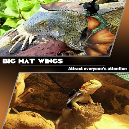 Weewooday 3 Pack Bearded Dragon Leash Harness Removable Lizard Leash for Dragons Reptiles, Safety Outdoor Walking, S, M, L,(Orange)