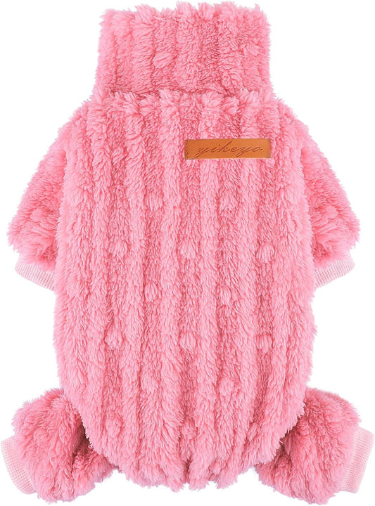 Dog Sweater for Small Dogs, XXS Dog Sweaters Turtleneck Doggie Pajamas Jumpsuits, Small Doggy Clothes Girl Boy, Cold Weather Puppy Onesie Outfits Yorkie Chihuahua Apparel, Rose, M