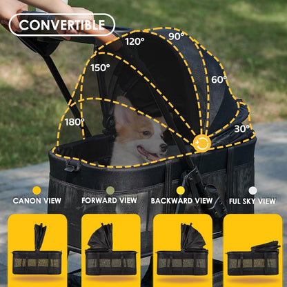3 in 1 Pet Stroller with Removable Carrier, Folding Stroller for Small/Medium Dogs and Cats, Waterproof, All-Terrain, with Sun Shades, Car Seat