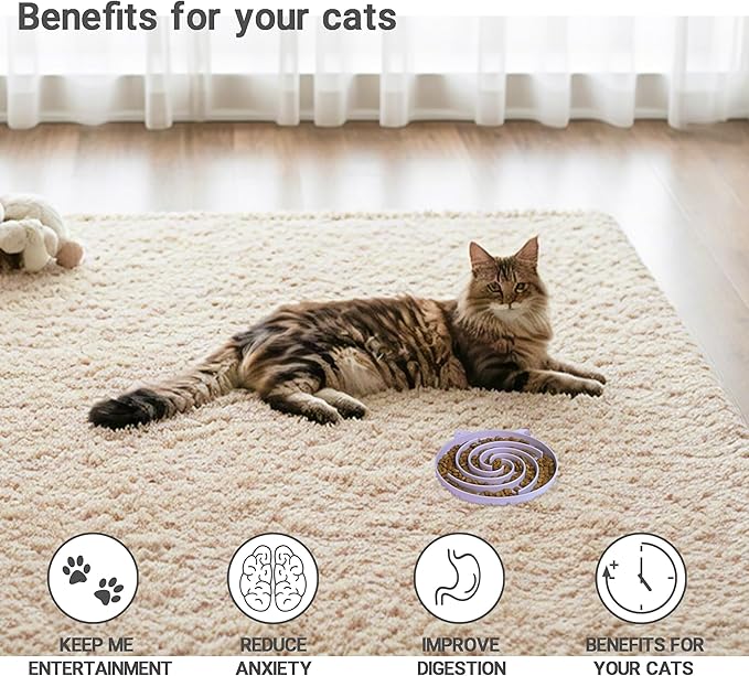 Slow Feeder Cat Bowl, Easy to Clean Silicone Bowl, Ideal for Dry and Wet Food (Purple and White)