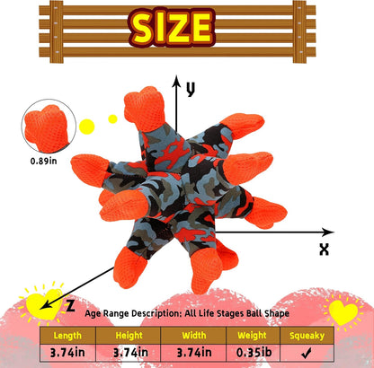 Dog Chew Squeaky Toys, Dog Teeth Cleaning Toy, Tug of War, Stuffed Jack Bone Toy with Squeakers, Interactive Toy for Small Medium Large Dogs, Orange