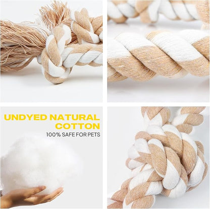 Fida Dog Rope Toys 4 Pack, Puppy Teething Sturdy Cotton Chew Tug Ropes Indoor/Outdoor, Exercise Interactive Tug O'War Toys Set for Boredom Small-Meidum Dogs