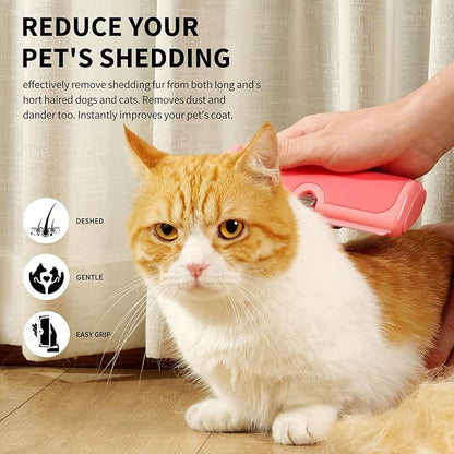 Cat & Dog Deshedding Brush – Pink Gentle Pet Hair Remover Comb for Shedding, Comfortable Grip, Easy Clean Grooming Tool for Long & Short Hair