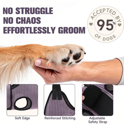 PAWCHIE Dog Grooming Hammock Harness for Dogs & Cats with Pet Nail Clipper Trimmer- Breathable Cat Hanger Sling for Trimming Clipping Nails-Dog Hammock Restraint Bag for Small Medium Large Dog,Pink XS