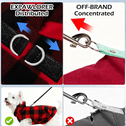 EXPAWLORER Dog Hoodie Fleece Sweater Vest, Plaid Dog Sweatshirt Fall Winter Pet Clothes with Leash Hole, Sleeveless Warm Cozy Puppy Clothing for Cat Small Medium Large Dogs Girl Boy, Checkered XXL