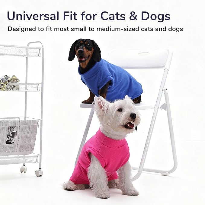 PUMYPOREITY Cat Sweater, Warm Kitten Clothes, Fleece Winter Coat for Hairless Cats, Soft Dog Fleece Vest, Cold Weather Pet Sweater for Dogs and Cats, Rosepink, S