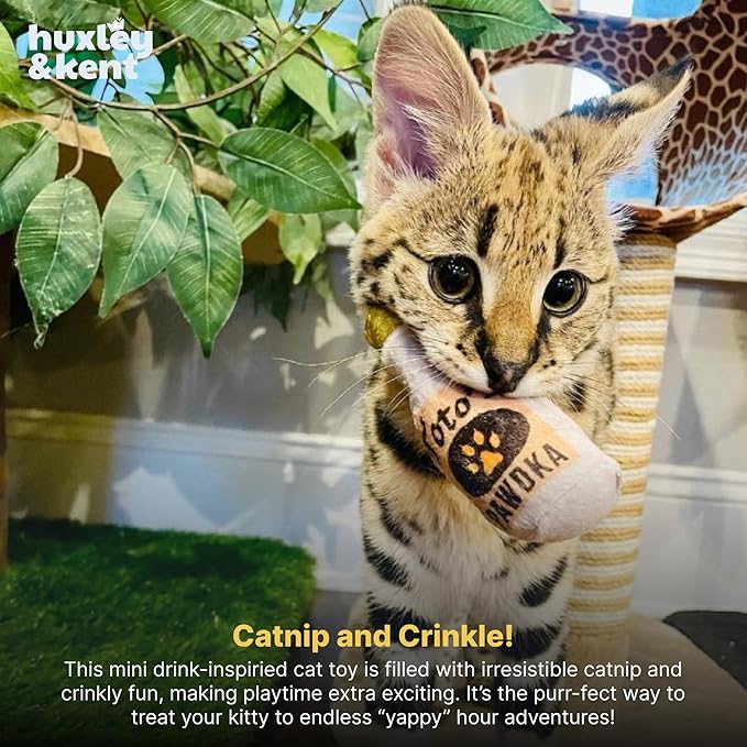 Huxley & Kent Plush Cat Toy - Interactive Catnip Toy for Cats & Kittens - Soft Kitty Toy with Crinkle & Catnip - Fun Indoor Play Toy - Toto's Pawdka