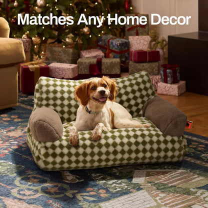 MEWOOFUN Cat Bed for Indoor Cats, Washable Dog Beds for Small Medium Dogs & Cats, Fluffy Cat Couch with Non-Slip Bottom (Green, 26.0" L X 19.0" W X 13.0" Th)