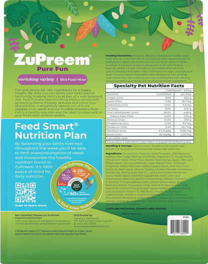 ZuPreem Pure Fun Bird Food for Large Birds, 2 lb (Pack of 2) - Variety Blend of Fruit, FruitBlend Pellets, Vegetables, Nuts for Amazons, Macaws, Cockatoos