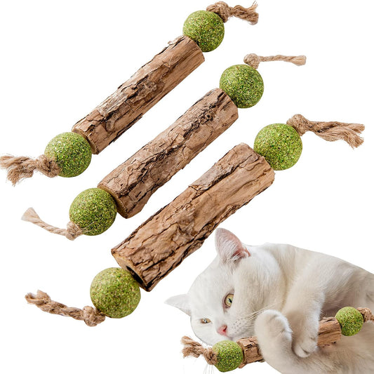 Silvervine Sticks Catnip Toys for Cats, 3 Pack, Interactive Indoor Cat Toy for Teeth Cleaning, Natural Matatabi Chew Treat for Aggressive Chewers