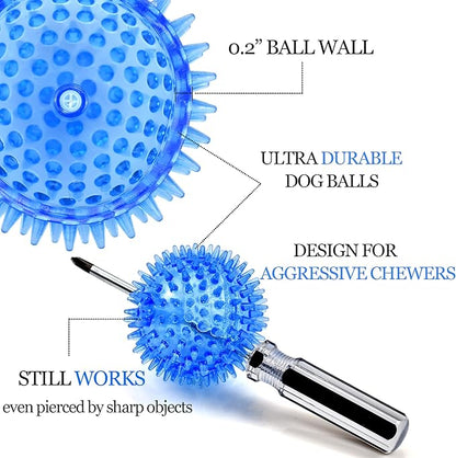 2.5" Squeaky Dog Toy Balls for Small & Medium Dogs – Durable Rubber Chew Toys for Teething Puppies, Spiky Teeth Cleaning Ball with 8 Colors