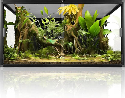 120 Gallon Reptile Tank, Large Terrarium for Bearded Dragons, Snakes, Leopard Geckos, Sliding Door & Top Ventilation, 48" x 24" x 24" Easy-to-Maintain Reptile Enclosure