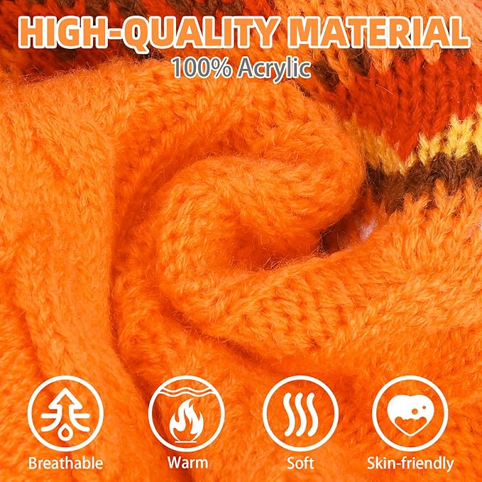 PUPTECK Winter Cat Sweater Coat - Soft Warm Cold Weather Clothes Knitwear for Kittens & Small Dogs Indoor Outdoor Wearing, Knitted Classic for Doggies Kitties Girls Boys, Maple Leaf Orange, S
