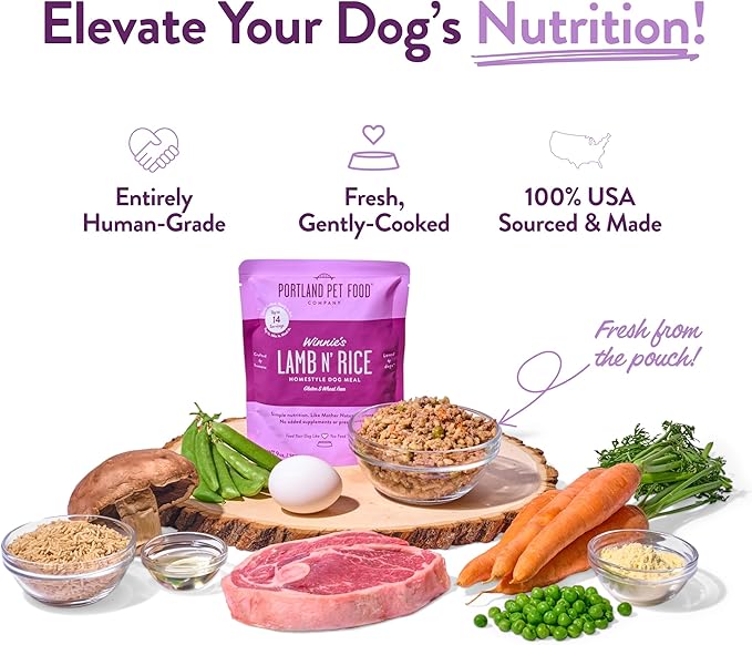 Portland Pet Food Company Fresh Dog Food Pouches - Human-Grade Topper Mix-Ins & Wet Pet Meals - Small & Large Breed Puppy & Senior Dogs - Gluten-Free Meal Toppers, Made in The USA - 12 Pack Variety