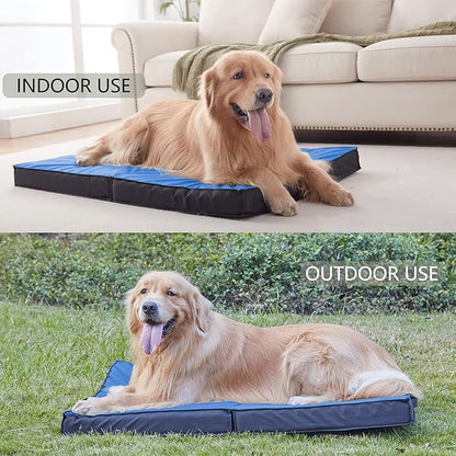 Outdoor Dog Bed for Large Dogs, Waterproof and Portable with Washable Cover, Foldable Cooling Orthopedic Bed for Outside and Indoor Use, 35" All Weather