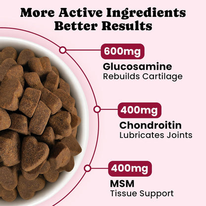 Glucosamine for Dogs Hip & Joint Support, Joint Supplement for Dogs with Chondroitin, Dog Joint Chews for Pain and Inflammation Relief for Large & Small Breeds - 60-Day Satisfaction Guarantee - 180 Ct