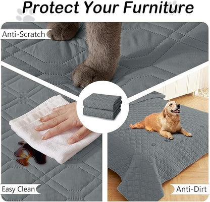 hyha Waterproof Dog Bed Blanket, Soft Pet Blankets, Waterproof Couch Cover for Dogs, Reversible Sofa Covers Washable for Furniture (30x53 Inch, Dark Grey/Dark Grey)