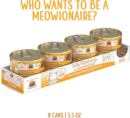 Weruva Classic Cat Paté, Who Wants to be a Meowionaire? with Chicken & Pumpkin, 5.5oz Can (Pack of 8)