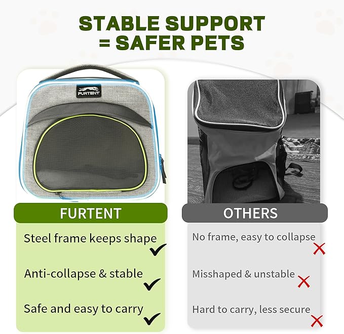 Guinea Pig Cage, Breathable and Collapsible, Small Pet Bag with Safety Leash - for Puppy, Kitten, Bunnies Weighing up to 8 Pounds Designed for Travel, Hiking, Walking and Outdoor Use, Gray Green