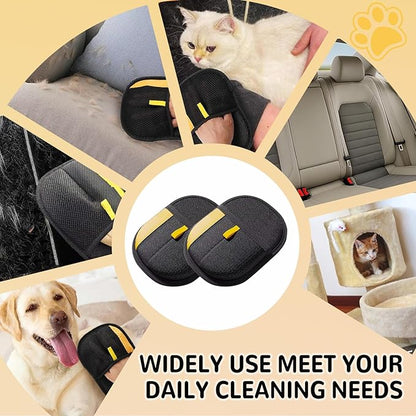 Pet Hair Removal Gloves for Cats & Dogs, Reusable & Washable Electrostatic Pet Hair Remover Gloves Tool, The Magic Brush Pet Hair Remover for Laundry, Couch, Furniture, Carpet, Car Seat Surface (2pcs)