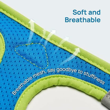 Cat Harness and Leash Set, Step-in Escape Proof Adjustable Vest Harness for Small Medium Large Cats, Lightweight Soft Breathable Reflective Kitten Harness for Walking Travel, Camping(Hawaii Green, L)