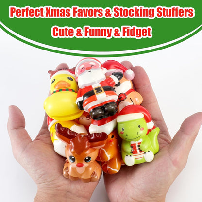 24PCS Christmas Squishy for Party Favors Gifts, Stress Relief Toys for Goodie Bags Pinata Fillers, Stocking Stuffer for Kids, Treasure Box Carnival for Prizes Rewards, Fidget Squeeze Advent Calendar