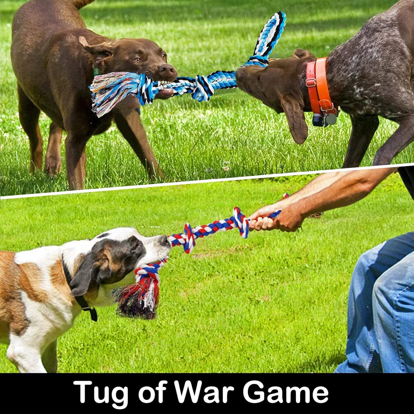 LosFong Large Dog Chew Toys for Aggressive Chewers, Indestructible Dog Rope Toys for Large Breeds, Heavy Duty 100% Cotton Dental Teeth Cleaning Tug of War Toy