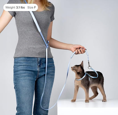 Ultra Lightweight Cat Leash Adjustable with Padded Handle, Soft Thin Nylon Cat Walking Training Waist Crossbody Leash for Kitten>4lbs Small Medium Large Cats, Puppy, No Harness (Space Gray)
