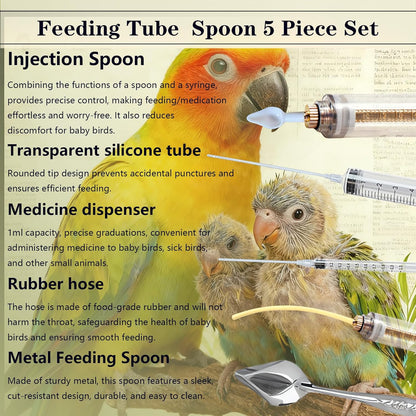 15 pcs Baby Bird Feeding Syringe Set - Bird Hand Feeding Syringe Set, Baby Birds Feeder with 20ml Feeding Syringes, Birds Feeder Scoop, Soft Tubes for Parakeets & Cockatiels
