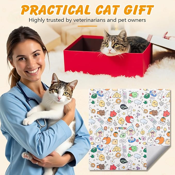 31.5 in Cat Wrap for Cutting Nails, Self-Adhesive Cat Grooming Wrap Anti-Escape Cat Restraint for Nail Clipping Cat Swaddle Wrap Cat Wrapping Cloth for Pet Cleaning and Beauty (Within 22 lbs)