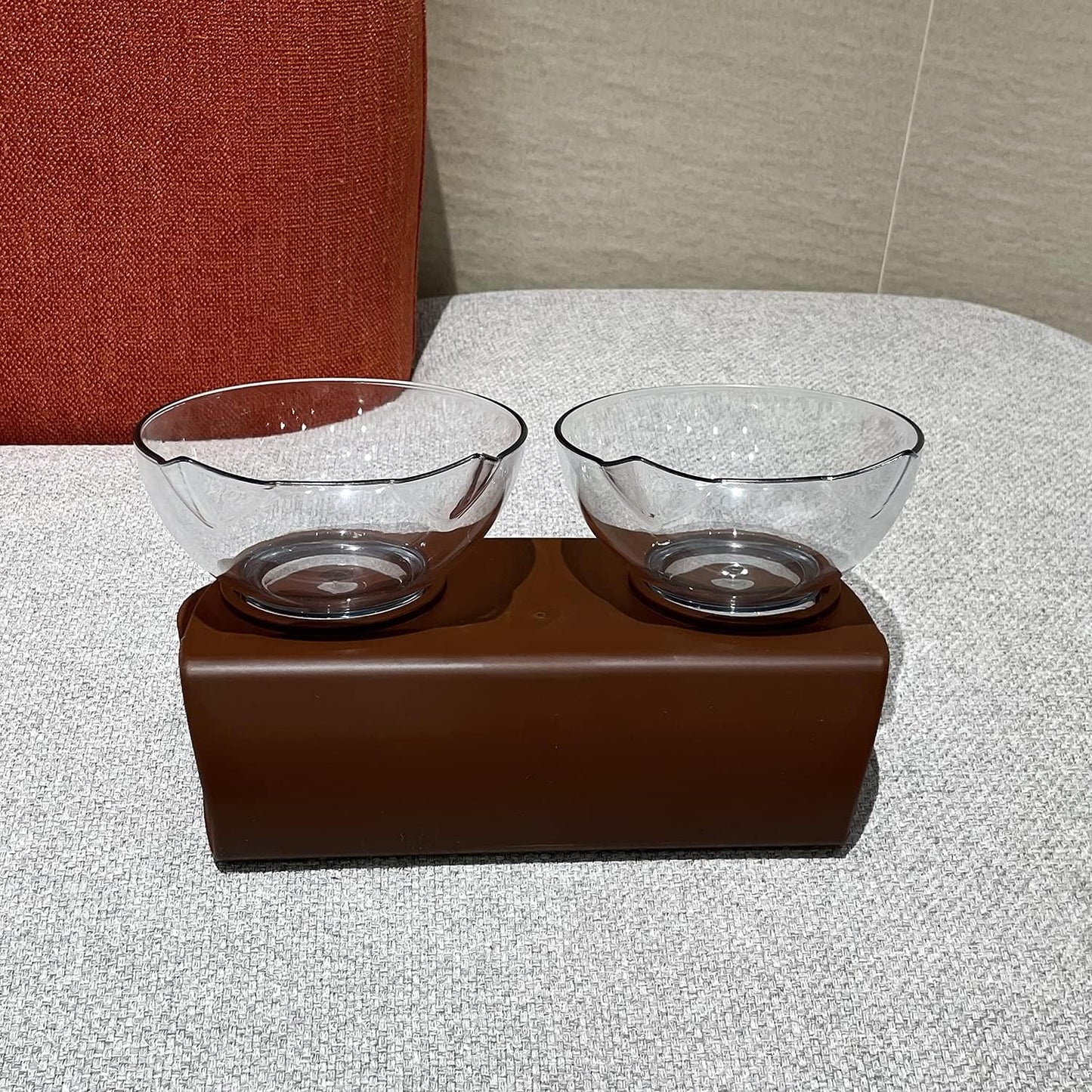 Luck Dawn Double Elevated Pet Bowls with Raised Stand, 15 Tilted Bowl Design, Neck Guard Stand, Raised Food and Water Feeder for Cats or Small Dogs