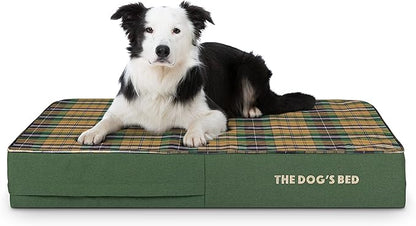 The Dog’s Bed Orthopedic Memory Foam Dog Bed, Large Green Tartan, Pain Relief for Arthritis, Hip & Elbow Dysplasia, Post Surgery, Lameness, Supportive, Calming, Waterproof Washable Cover