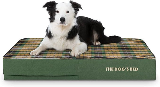 The Dog’s Bed Orthopedic Memory Foam Dog Bed, Large Green Tartan, Pain Relief for Arthritis, Hip & Elbow Dysplasia, Post Surgery, Lameness, Supportive, Calming, Waterproof Washable Cover