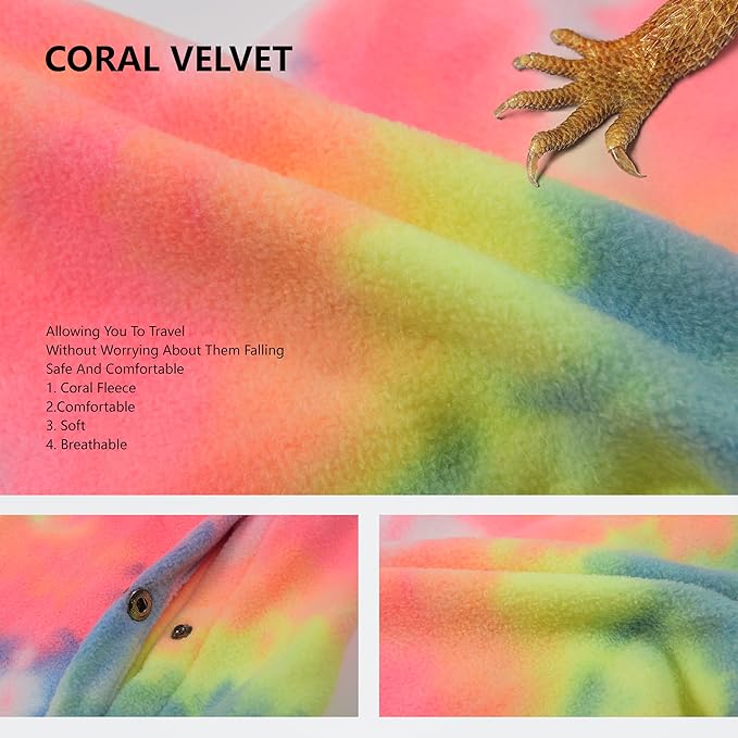 Bearded Dragon Carrier and Harness Set, Beardie Leash, Lizard Adjustable Harness Sling Bag, Reptile Small Pet Backpack Accessories (Pink)